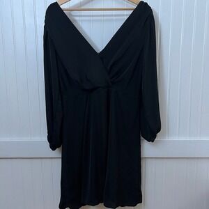 Banana Republic Black Babydoll Gothic Draped V-Neck Sheath Dress NWT Women's 10